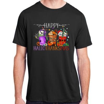 Happy Hallothanksmas Halloween Thanksgiving Christmas Adult ChromaSoft Performance T-Shirt