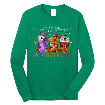 Happy Hallothanksmas Halloween Thanksgiving Christmas Long Sleeve Shirt