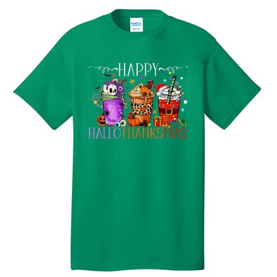 Happy Hallothanksmas Halloween Thanksgiving Christmas Tall T-Shirt