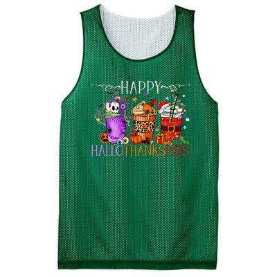 Happy Hallothanksmas Halloween Thanksgiving Christmas Mesh Reversible Basketball Jersey Tank