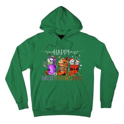 Happy Hallothanksmas Halloween Thanksgiving Christmas Tall Hoodie