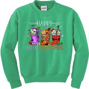 Happy Hallothanksmas Halloween Thanksgiving Christmas Kids Sweatshirt