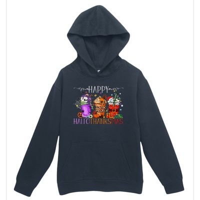 Happy Hallothanksmas Halloween Thanksgiving Christmas Urban Pullover Hoodie