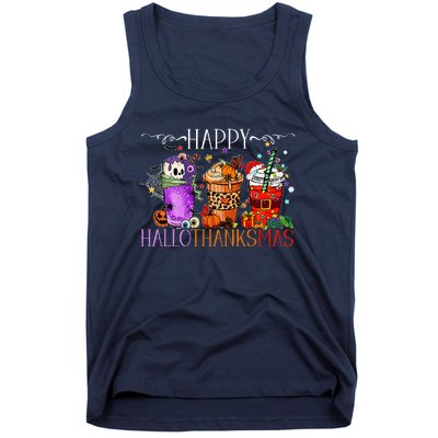 Happy Hallothanksmas Halloween Thanksgiving Christmas Tank Top