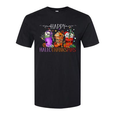 Happy Hallothanksmas Halloween Thanksgiving Christmas Softstyle CVC T-Shirt