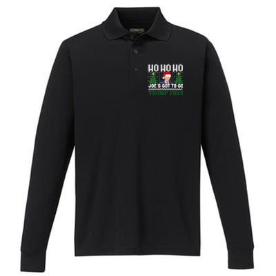 Ho Ho Ho JoeS Got To Go Trump 2024 Ugly Sweater Christmas Performance Long Sleeve Polo