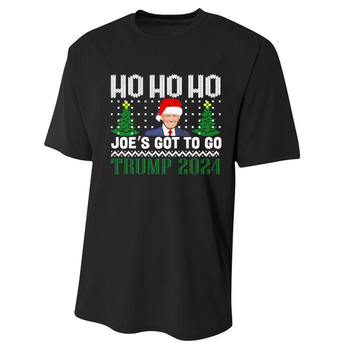 Ho Ho Ho JoeS Got To Go Trump 2024 Ugly Sweater Christmas Performance Sprint T-Shirt