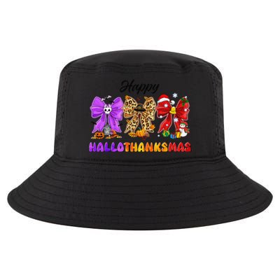 Happy Hallothanksmas Halloween Thanksgiving Christmas Bow Cool Comfort Performance Bucket Hat