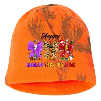 Happy Hallothanksmas Halloween Thanksgiving Christmas Bow Kati - Camo Knit Beanie