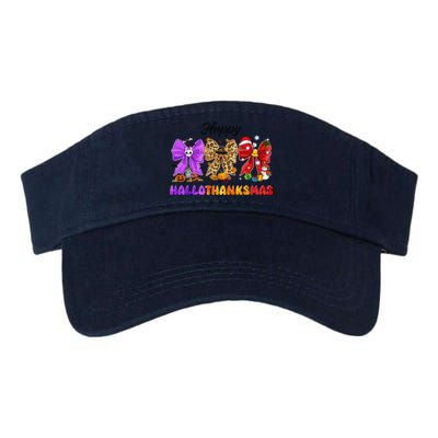 Happy Hallothanksmas Halloween Thanksgiving Christmas Bow Valucap Bio-Washed Visor