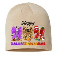 Happy Hallothanksmas Halloween Thanksgiving Christmas Bow Sustainable Beanie