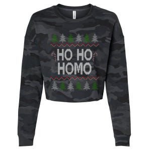 Ho Ho Ho Homo Homosexual Lgbt Gay Ugly Christmas Gift Cropped Pullover Crew