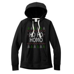 Ho Ho Ho Homo Homosexual Lgbt Gay Ugly Christmas Gift Women's Fleece Hoodie