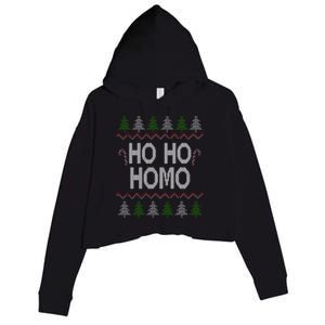 Ho Ho Ho Homo Homosexual Lgbt Gay Ugly Christmas Gift Crop Fleece Hoodie