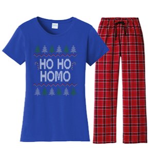 Ho Ho Ho Homo Homosexual Lgbt Gay Ugly Christmas Gift Women's Flannel Pajama Set