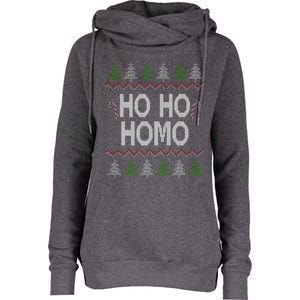 Ho Ho Ho Homo Homosexual Lgbt Gay Ugly Christmas Gift Womens Funnel Neck Pullover Hood