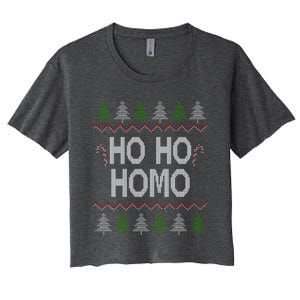 Ho Ho Ho Homo Homosexual Lgbt Gay Ugly Christmas Gift Women's Crop Top Tee