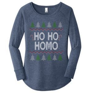 Ho Ho Ho Homo Homosexual Lgbt Gay Ugly Christmas Gift Women's Perfect Tri Tunic Long Sleeve Shirt