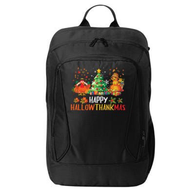 Happy Hallothanksmas Halloween Thanksgiving Merry Christmas Gift City Backpack