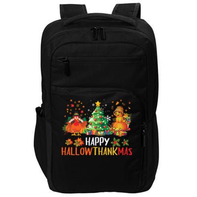 Happy Hallothanksmas Halloween Thanksgiving Merry Christmas Gift Impact Tech Backpack