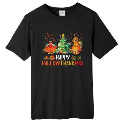 Happy Hallothanksmas Halloween Thanksgiving Merry Christmas Gift Tall Fusion ChromaSoft Performance T-Shirt