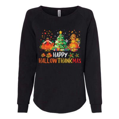 Happy Hallothanksmas Halloween Thanksgiving Merry Christmas Gift Womens California Wash Sweatshirt