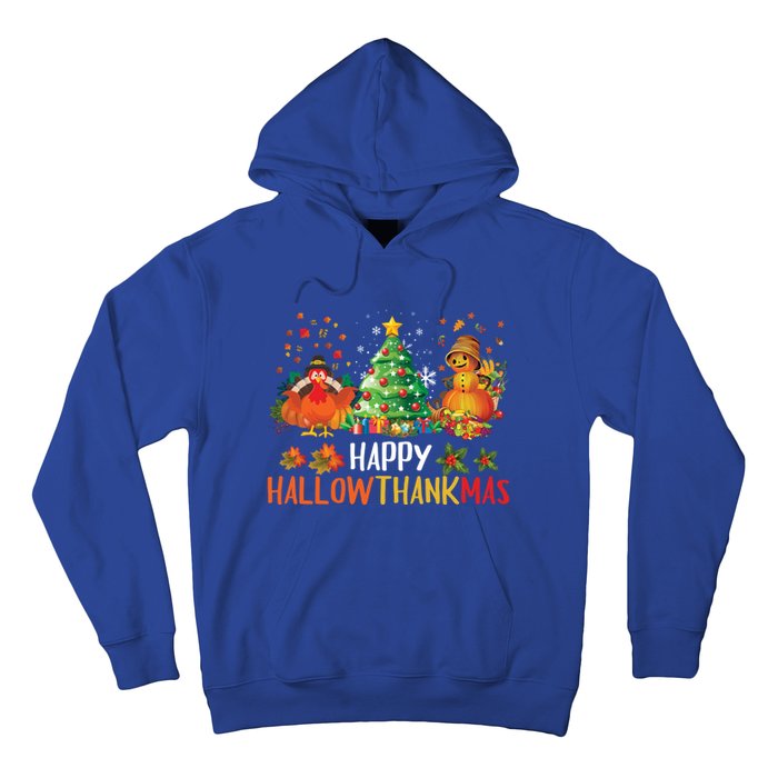 Happy Hallothanksmas Halloween Thanksgiving Merry Christmas Gift Hoodie