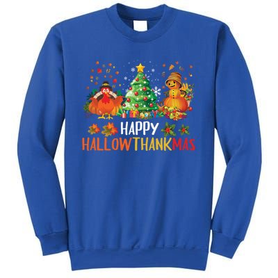 Happy Hallothanksmas Halloween Thanksgiving Merry Christmas Gift Sweatshirt