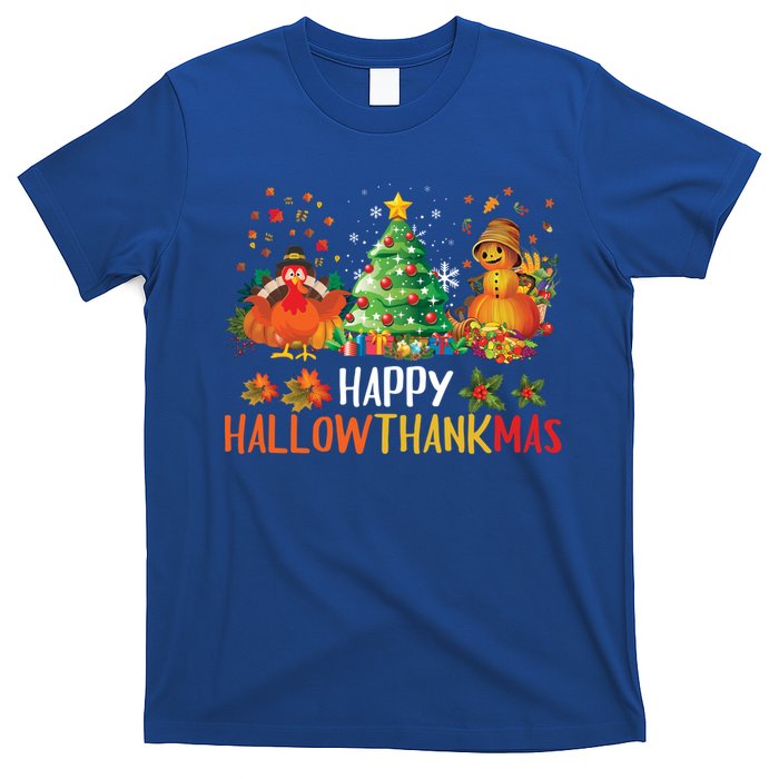 Happy Hallothanksmas Halloween Thanksgiving Merry Christmas Gift T-Shirt