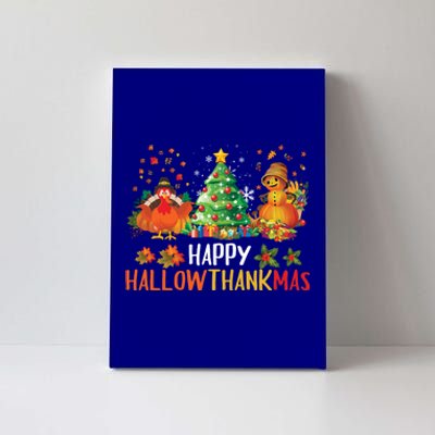 Happy Hallothanksmas Halloween Thanksgiving Merry Christmas Gift Canvas