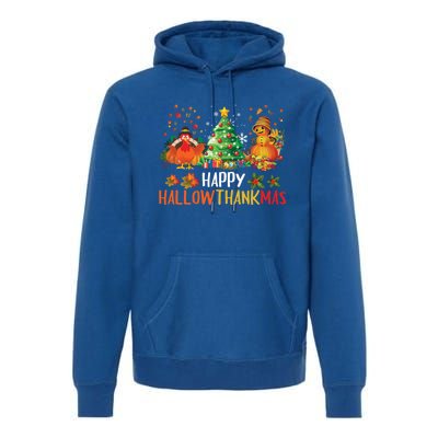 Happy Hallothanksmas Halloween Thanksgiving Merry Christmas Gift Premium Hoodie