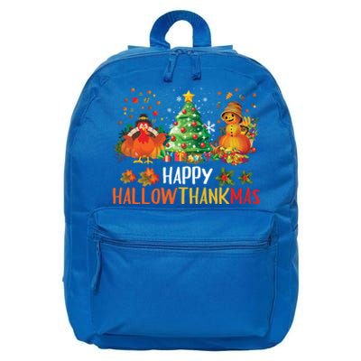 Happy Hallothanksmas Halloween Thanksgiving Merry Christmas Gift 16 in Basic Backpack