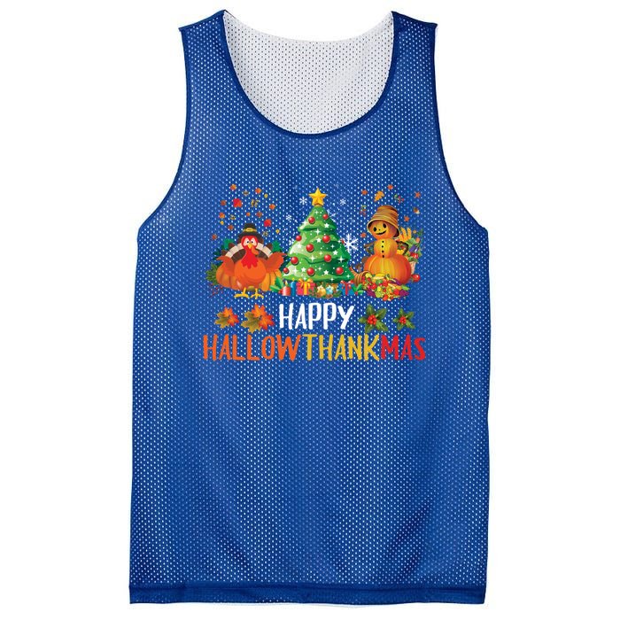 Happy Hallothanksmas Halloween Thanksgiving Merry Christmas Gift Mesh Reversible Basketball Jersey Tank