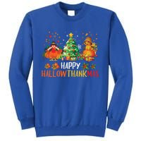 Happy Hallothanksmas Halloween Thanksgiving Merry Christmas Gift Tall Sweatshirt