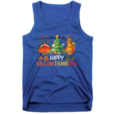 Happy Hallothanksmas Halloween Thanksgiving Merry Christmas Gift Tank Top