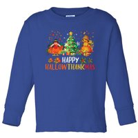 Happy Hallothanksmas Halloween Thanksgiving Merry Christmas Gift Toddler Long Sleeve Shirt