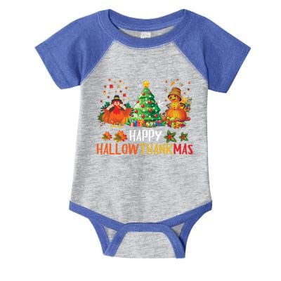 Happy Hallothanksmas Halloween Thanksgiving Merry Christmas Gift Infant Baby Jersey Bodysuit