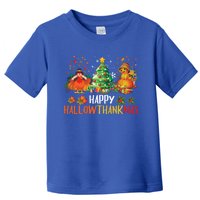 Happy Hallothanksmas Halloween Thanksgiving Merry Christmas Gift Toddler T-Shirt