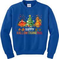 Happy Hallothanksmas Halloween Thanksgiving Merry Christmas Gift Kids Sweatshirt