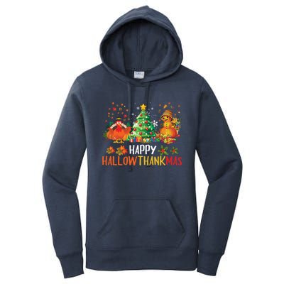 Happy Hallothanksmas Halloween Thanksgiving Merry Christmas Gift Women's Pullover Hoodie