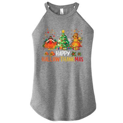 Happy Hallothanksmas Halloween Thanksgiving Merry Christmas Gift Women's Perfect Tri Rocker Tank