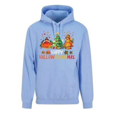 Happy Hallothanksmas Halloween Thanksgiving Merry Christmas Gift Unisex Surf Hoodie