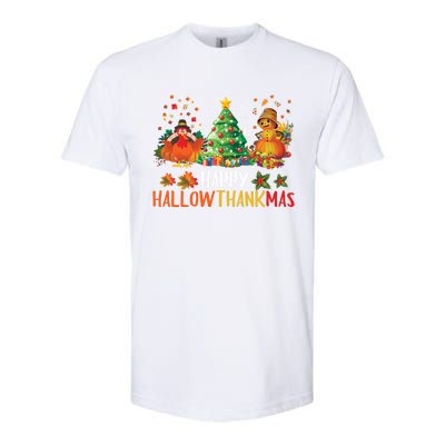 Happy Hallothanksmas Halloween Thanksgiving Merry Christmas Gift Softstyle CVC T-Shirt