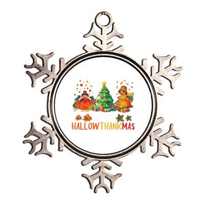 Happy Hallothanksmas Halloween Thanksgiving Merry Christmas Gift Metallic Star Ornament