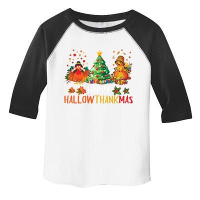 Happy Hallothanksmas Halloween Thanksgiving Merry Christmas Gift Toddler Fine Jersey T-Shirt