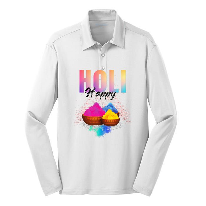 Happy Holi Silk Touch Performance Long Sleeve Polo