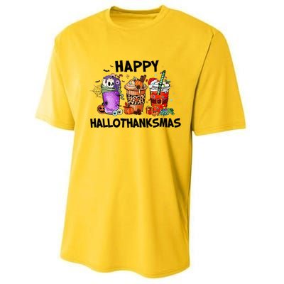 Happy Hallothanksmas Halloween Pumkin Thanksgiving Christmas Performance Sprint T-Shirt