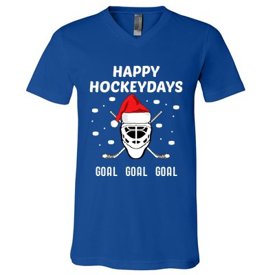 Happy Hockeydays Hockey Christmas Gift V-Neck T-Shirt