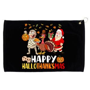 Happy Hallothanksmas Halloween Thanksgiving Christmas Day Gift Grommeted Golf Towel