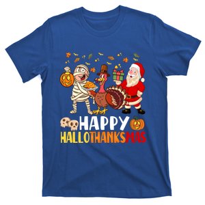 Happy Hallothanksmas Halloween Thanksgiving Christmas Day Gift T-Shirt